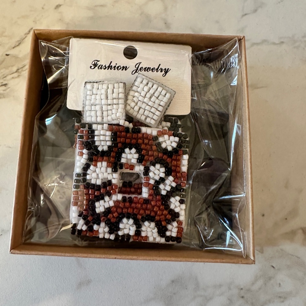 Fashion Jewelry Beaded Earrings - Black, White, Brown